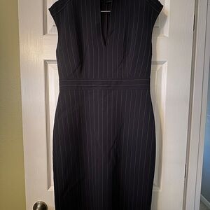 MaxMara Elegant Navy Striped Midi Dress